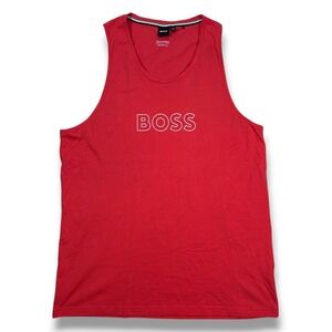 EUC BOSS Hugo Boss Beachwear Mens Red Cotton Regular Fit Tank Top Size XL